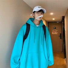 2022年春季新款男士宽松连帽休闲长袖纯色套头卫衣上衣/WY700，男装卫衣，电商D223-1