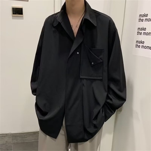 档口有货春秋ins衬衫男长袖冷淡风韩风衬衣痞帅CS611 P43图片