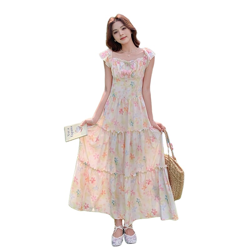 【夏日度假风】温柔甜美显瘦法式碎花连衣长裙A229-1-P125-k185,女装连衣裙,2D148