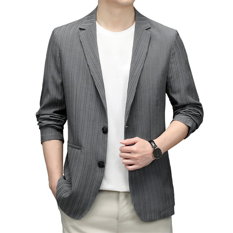 翻领口袋长袖上衣单排扣春季中老年2023年时尚西服SL18230,男装西服,钱塘6003（原4033）