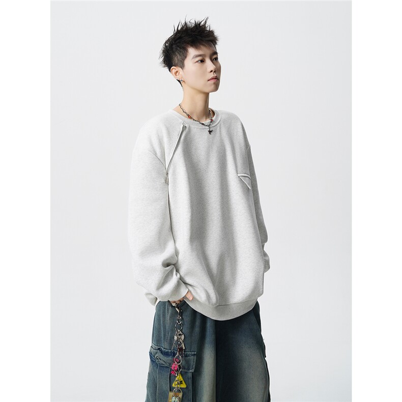 HW2513-特p45控78面布54.2棉45.8聚酯圆领领情侣卫衣宽松外套男,女装短外套,电商B370