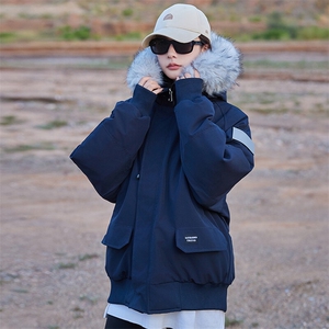 CC075-P120 工装棉服中长款情侣派克服毛领图片