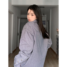 时尚休闲中性风条纹衬衣衬衫228-1-1077-P60，男装衬衫，星座228-1
