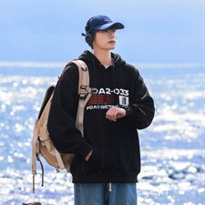 2026港风连帽抽线字母印花设计大码M-5XL潮流卫衣WY77764P58控78，男装卫衣，星座227-7