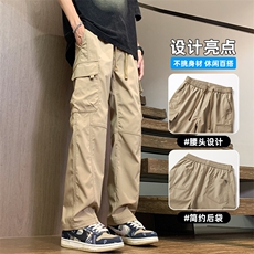 青少年大童军绿色冰丝速干工装裤男初高中学生帅气男孩裤子夏薄款，男装休闲裤，星座509