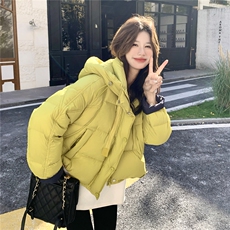柠檬黄超好看小个子短款羽绒服女2025冬新款时尚宽松加厚连帽外套，女装羽绒服，2C218