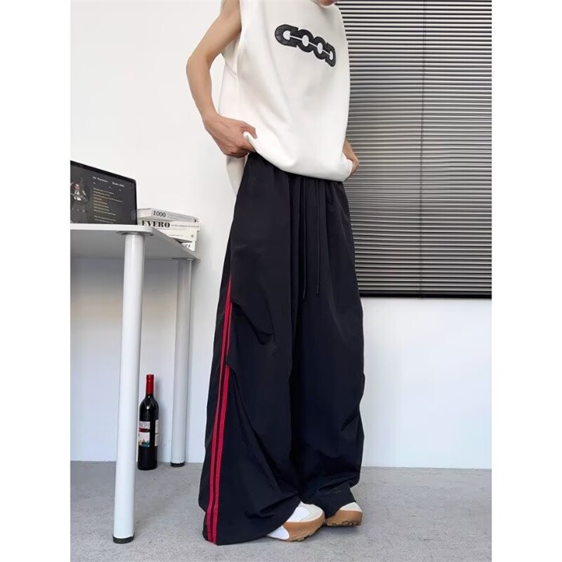 男夏季薄款潮牌条纹拼接凉感伞兵裤子户外登山裤YKA96-P35,男装休闲裤,星座208-5