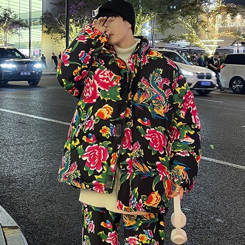 MY203东北大花加厚保暖防寒风汉服棉衣外套机车服棉袄男女潮图片