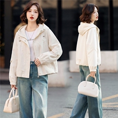 小个子短外套女2026年春季女士短款夹克休闲风连帽女，女装短外套，悦祺