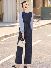 时尚西装马甲阔腿裤套装2025新款女装早春通勤气质职业穿搭一整套，女装套装/套裙，冬木谷雨