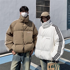 EQ332情侣装冬装棉衣外套男女同款三条织带面包服，男装棉衣，电商C306-1