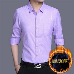 D9814绒钱塘2020-2中年男士冬季厚款加绒商务休闲简约衬衣P52图片