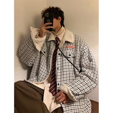 小香风内里羊羔毛翻领青春情侣大码外套棉衣XZ301AMY89，男装棉衣，星座301A