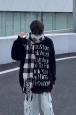 宽松型潮冬季圆领水貂绒字母毛衣男高街宽松休闲LF1021P55，男装针织衫/毛衣，电商D256-2(原A064-2)