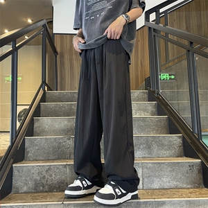 夏款男冰丝裤速干裤复合褶皱直筒长裤h149 P35图片