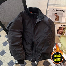 现货冬季美拉德立领飞行夹克廓形高街棒球服加棉加厚棉衣外套，男装夹克，电商A486-1
