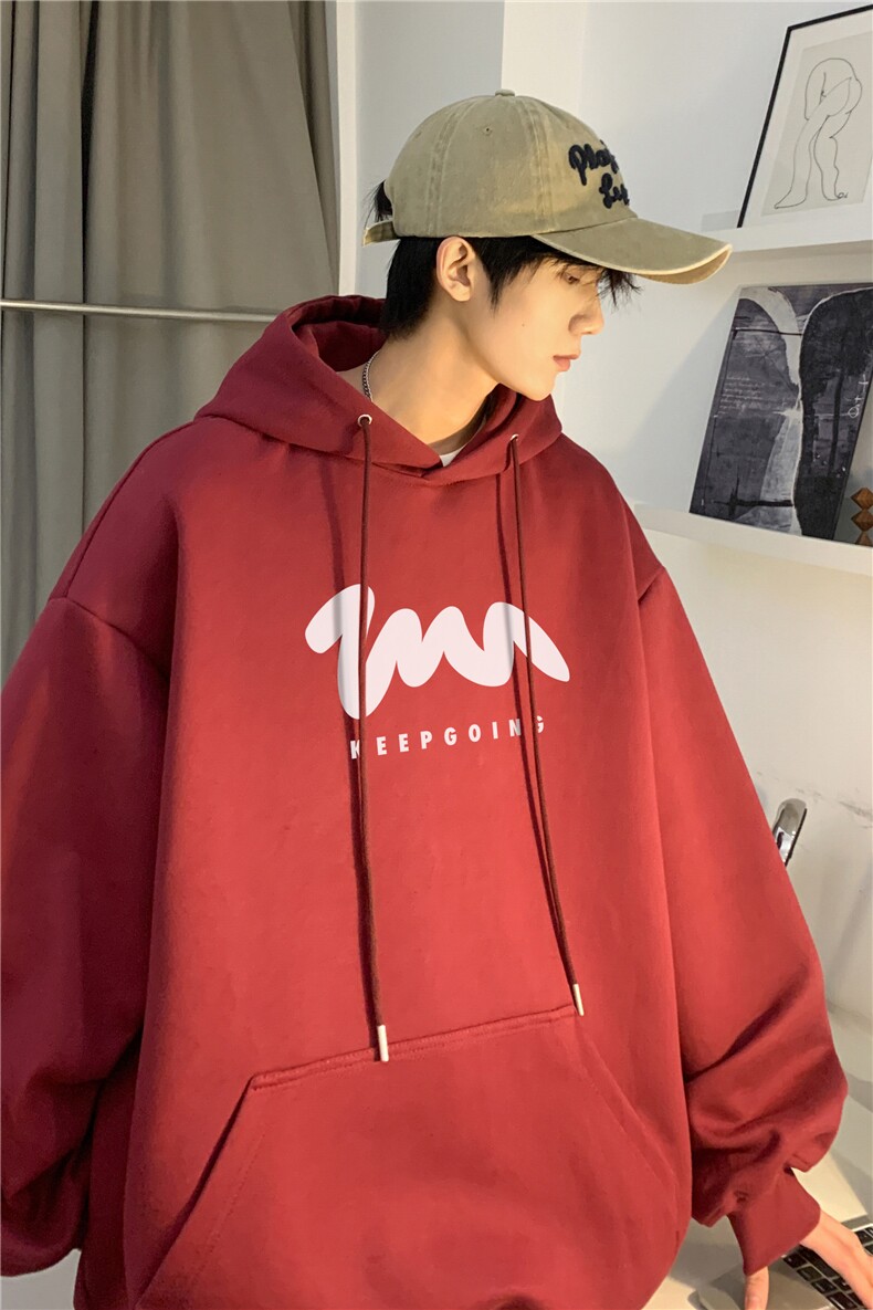 男生秋季新款简约印花宽松落肩连帽卫衣JK23328-特批30控49,男装卫衣,星座605(原A050)
