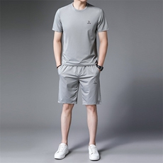 三件套男士休闲商务套装短袖夏季冰丝薄款潮流中年一套衣服男装，男装休闲套装，电商B212（原钱塘6029）