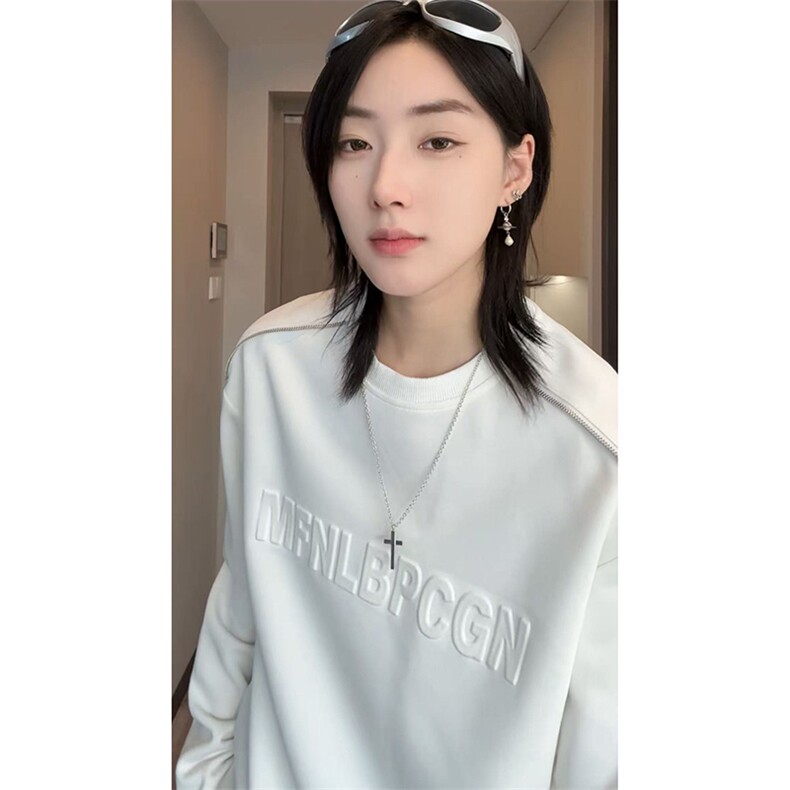秋季美式高街cleanfit凹凸字母钢印打底长袖袖货号C25186P45,男装卫衣,电商A063