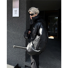 美式潮毛领座山雕加厚棉服外套短款皮衣，男装皮衣，星座716-4