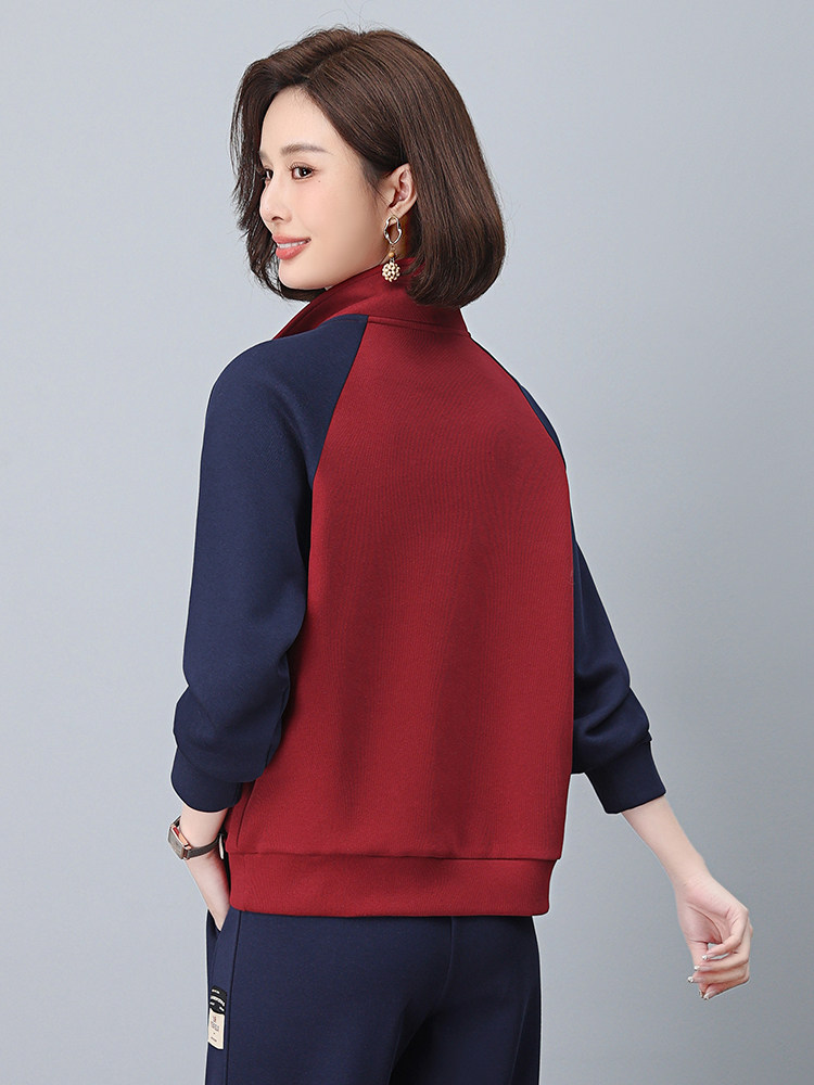 2025年春季时尚休闲拼色刺绣小立领套头上衣外套,女装短外套,依恋蒂丝