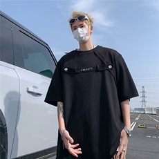 夏季韩版高级感小众结构型圆领短袖男百搭宽松休闲垫肩半袖T恤潮，男装T恤，星座601-2