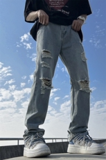 牛仔裤春夏宽松直筒显瘦显高小众设计感2025新款阔腿裤743-P45，男装牛仔裤，电商A178
