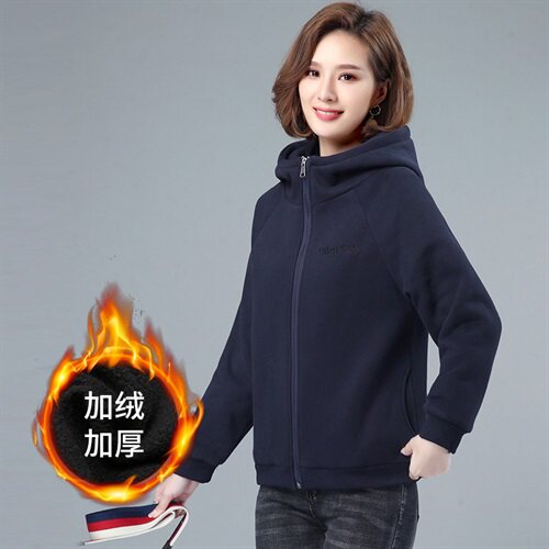拉链卫衣外套女长袖2024春秋季新款韩版宽松妈妈短款薄款连帽开衫,女装卫衣/绒衫,3200格调