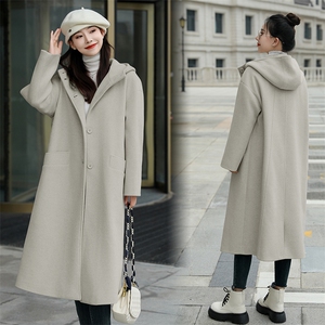 现货秒发2024冬装新款立领连帽韩版加厚保暖羊毛大衣外套毛呢外套图片