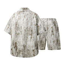 得物立体套装夏季潮牌痞帅宽松印花短袖衬衫两件套A436-T10-P60，男装衬衫，电商A436