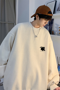 抖音品质华夫格秋季宽松休闲上衣小猫印花卫衣JK23377特批25-控48图片