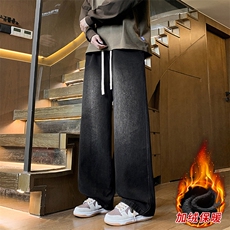 冬季加绒加厚牛仔裤男棉裤秋裤保暖抗寒宽松直筒裤子113-1-P46，男装牛仔裤，星座1006-1