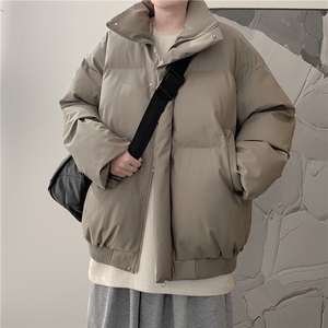 得物品质 冬季纯色宽松面包服情侣保暖立领男女款棉衣外套特P80图片