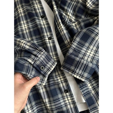 现货复古工装格子衬衫男春秋新款宽松休闲长袖衬衣外套LM1255-P35，男装衬衫，星座1008