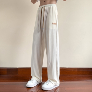 现货-冰丝休闲裤子男直筒裤阔腿宽松时尚潮牌长裤AK23073-P50,男装休闲裤,电商A351
