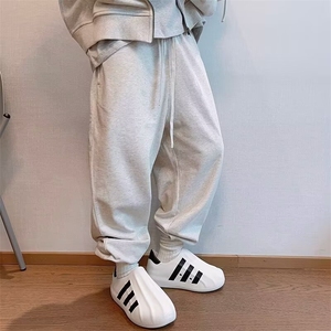 运动裤男休闲2025坠感阔腿裤大码束脚宽腿直筒潮流中年胖子卫裤图片