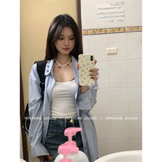 防晒衣女新款外搭夏季超仙2025宽松薄款长袖复古港风条纹衬衫开衫，男装防晒衣，星座1210-1