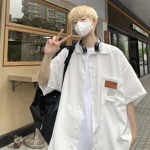 夏季 港风衬衫外套工装短袖宽松半袖日系潮百搭中性轻薄 H226/P35图片