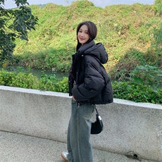 90%白鸭绒羽绒服2024冬季新款韩版短款立领连帽羽绒服外套女，女装羽绒服，美沁