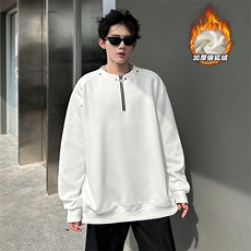 加绒银狐绒450g重磅曼巴棉铆钉半拉链卫衣男W5198J加绒-特P50控98，男装卫衣，电商A001