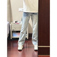 【有货】NZ455HH-特P42冰蓝闪电纹水洗牛仔裤男女直筒裤子，男装牛仔裤，星座1007（原301D）