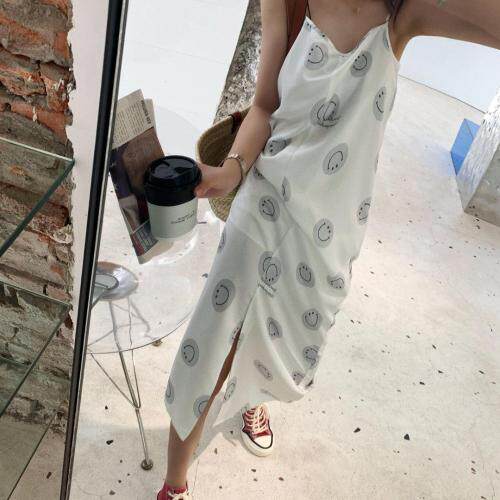 笑脸开叉吊带裙，女装背心吊带，XTZ style