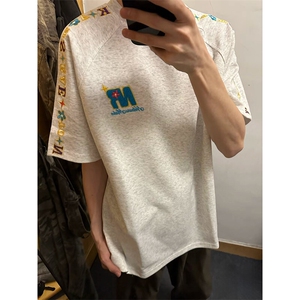 解构设计万针全刺绣工艺280克重磅高品质美式高街短袖T恤特33图片
