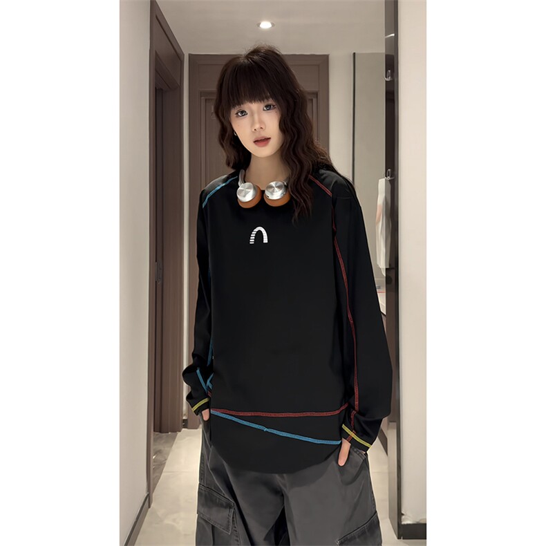 美式高街解构工艺速干长袖T恤衫男女款防晒上衣户外运动骑行服潮,男装防晒衣,电商A443