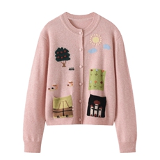 2025年秋季新款百搭圆领开衫，女装针织衫/毛衣，戎魅羊绒