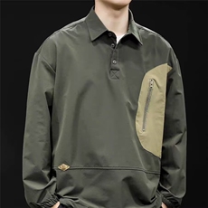 撞色拼接山系机能潮流男polo衫秋美式休闲翻领长袖上衣PL371P42，男装Polo衫，星座1013-5