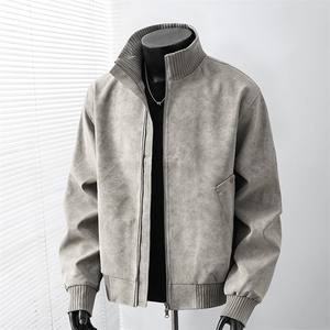 2026春季新款得物品质休闲皮夹克飞行服皮衣男防外套26183-60图片