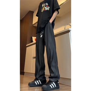 现货 批价27 YK86001 冰丝速干裤子高级感垂感休闲阔腿裤子男夏图片
