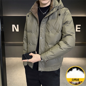 冬季加厚50羽绒男休闲青年连帽百搭外套羽绒服上衣S98511-P148,皮肤黑搭配 男图片