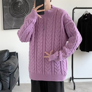 日系麻花宽松毛衣外穿男女情侣韩版设计慵懒风M77P38